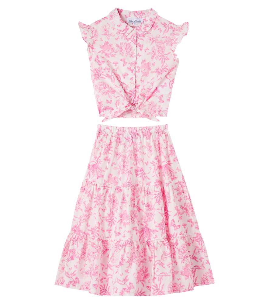 Set top e gonna con stampa floreale e volant
