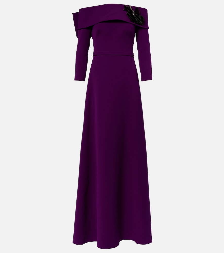 Safiyaa Lunelle embellished off-shoulder crêpe gown