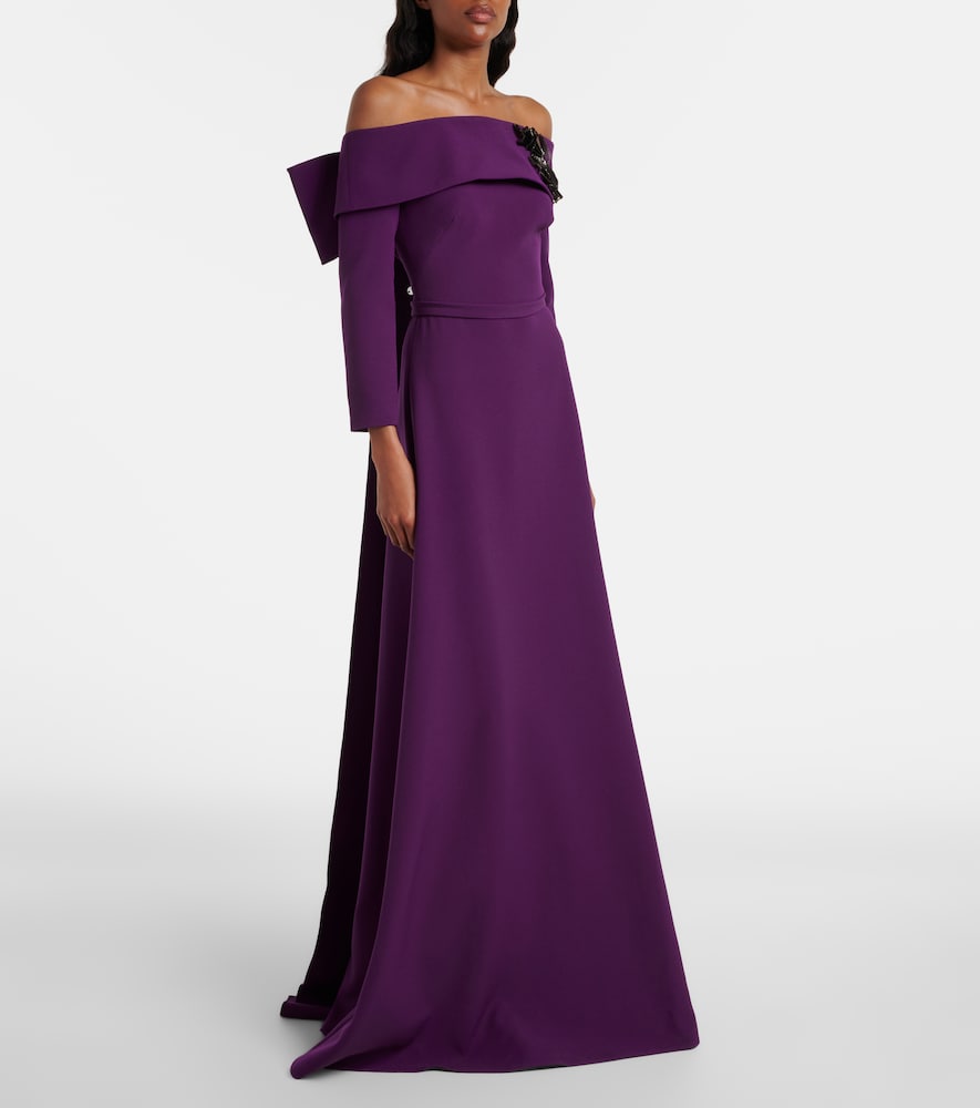 Safiyaa Lunelle embellished off-shoulder crêpe gown