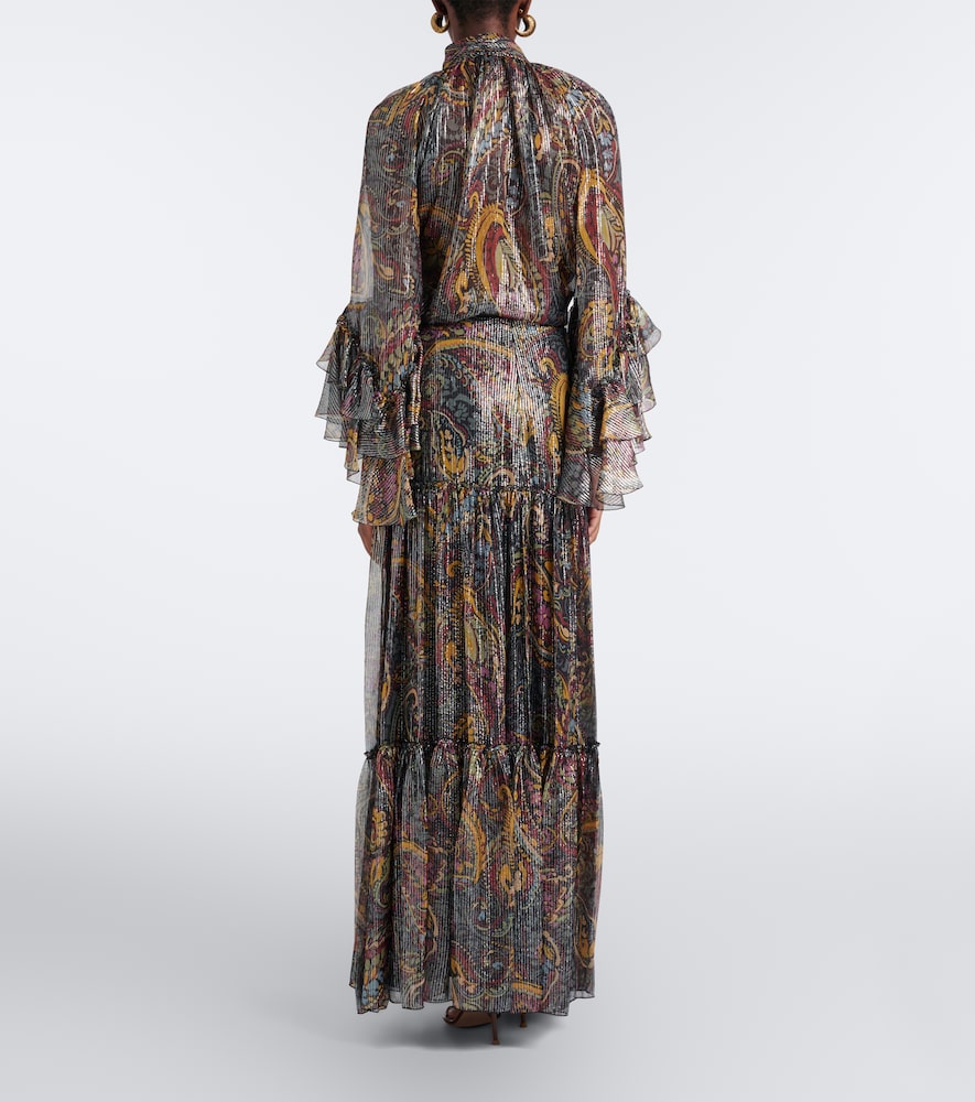 Paisley Silk-Blend Tiered Maxi