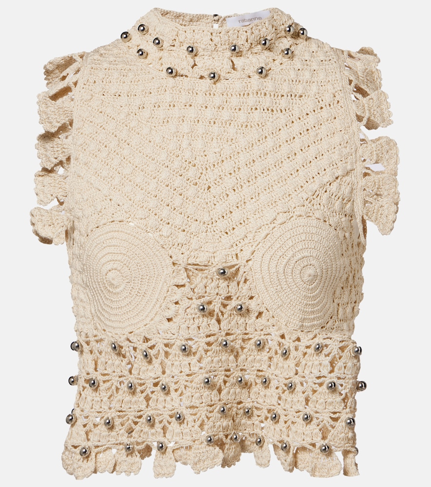 Rabanne Embellished crochet cotton top | Thumbnail 6 Rabanne Embellished crochet cotton top | Thumbnail 6
