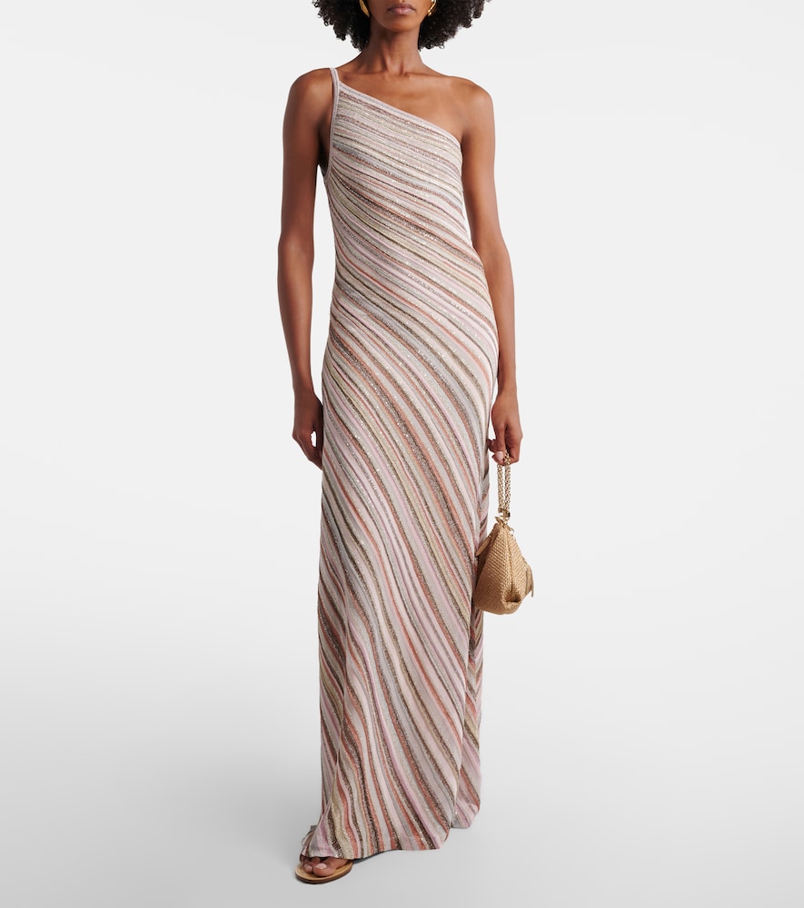 Missoni Sequined one-shoulder lamé maxi dress