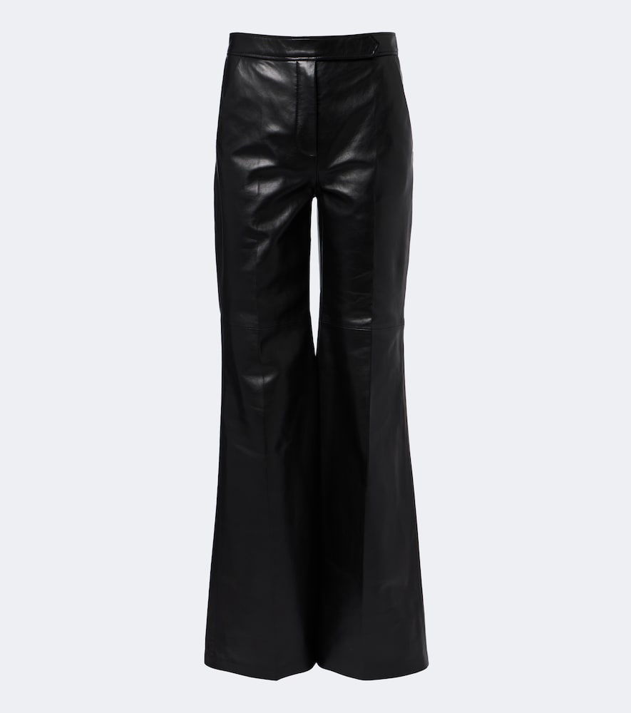 Pantaloni flared in pelle