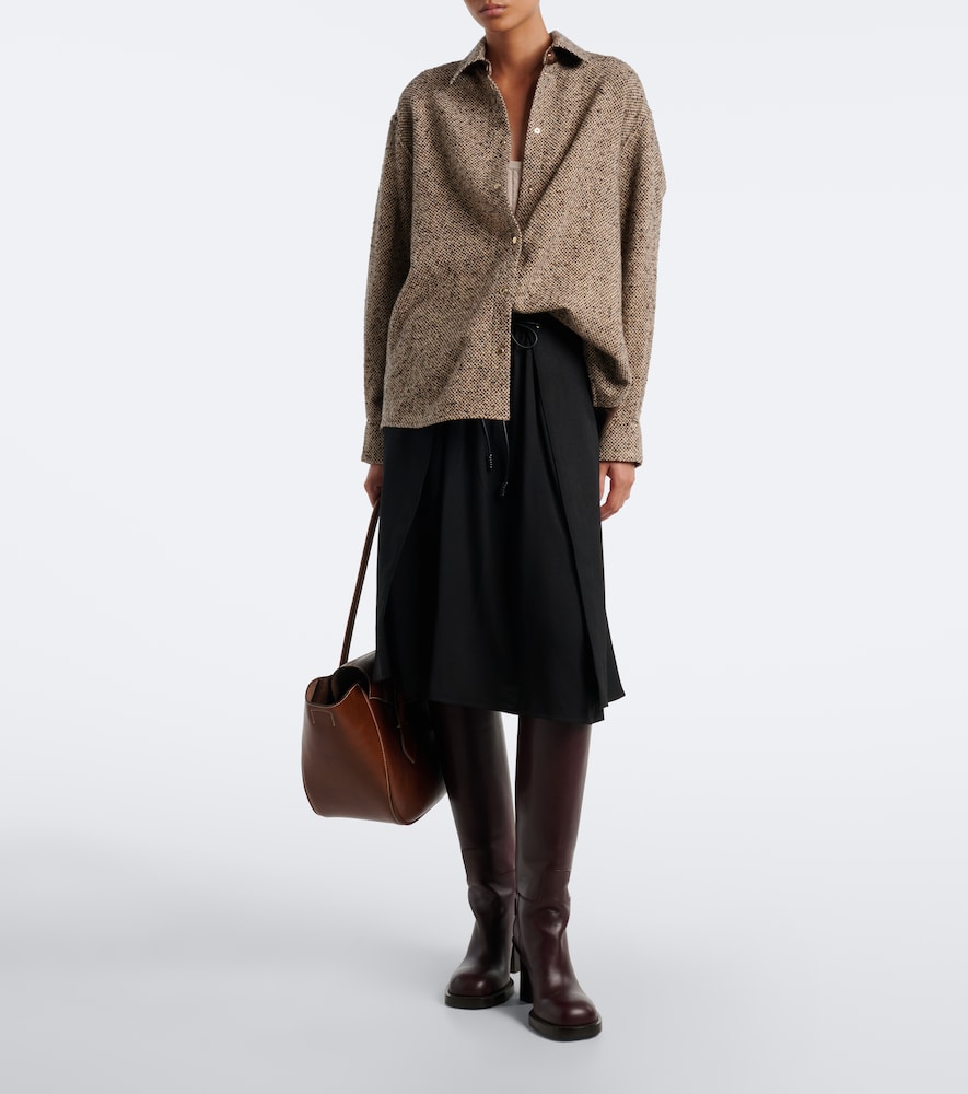 Leather-Trimmed Virgin Midi