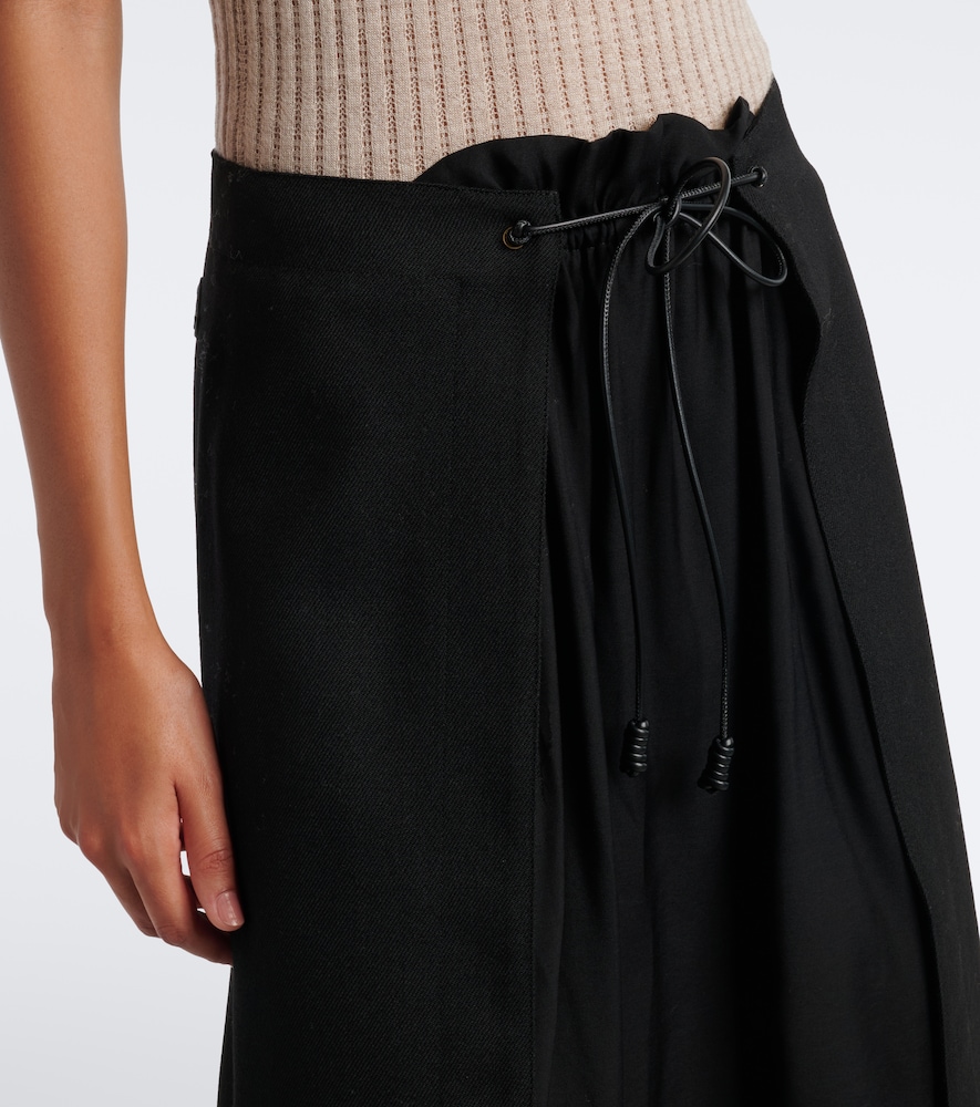 Leather-Trimmed Virgin Midi