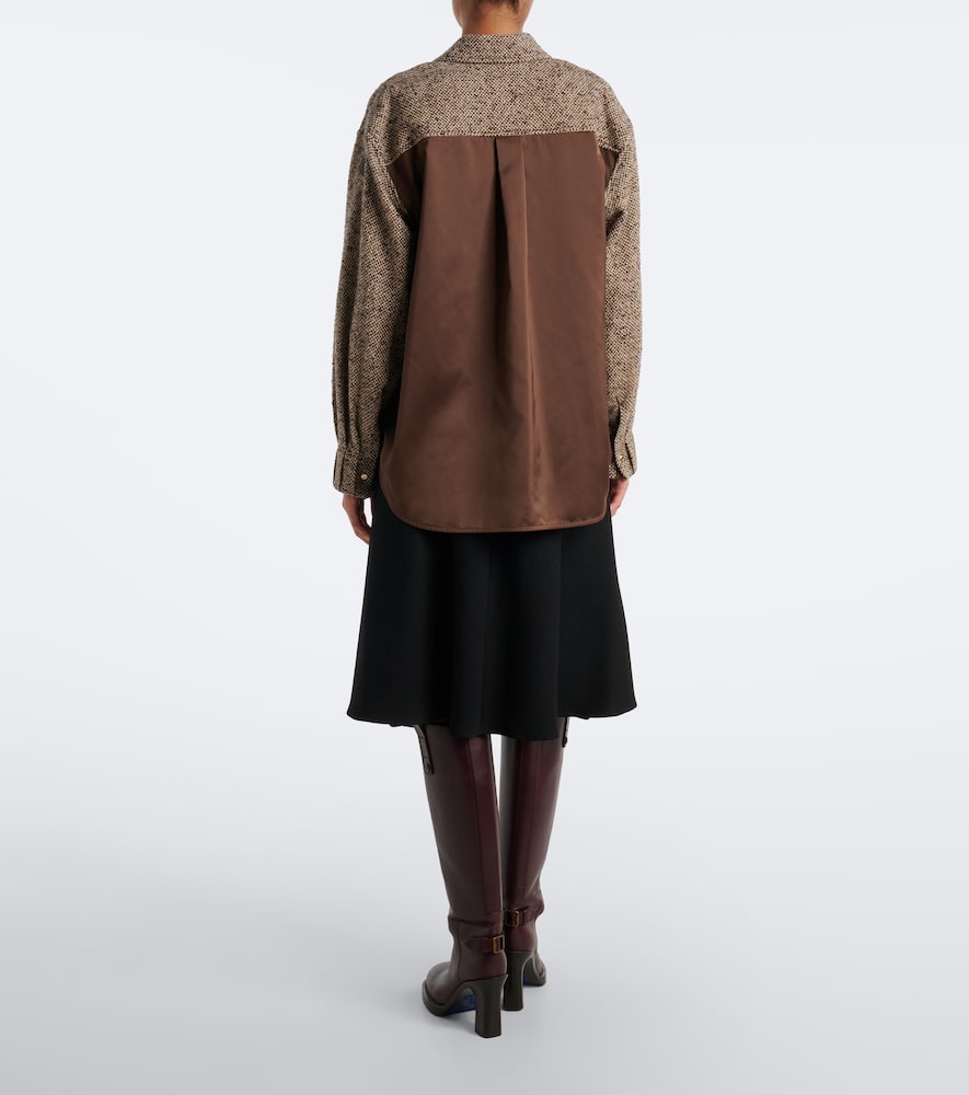 Leather-Trimmed Virgin Midi