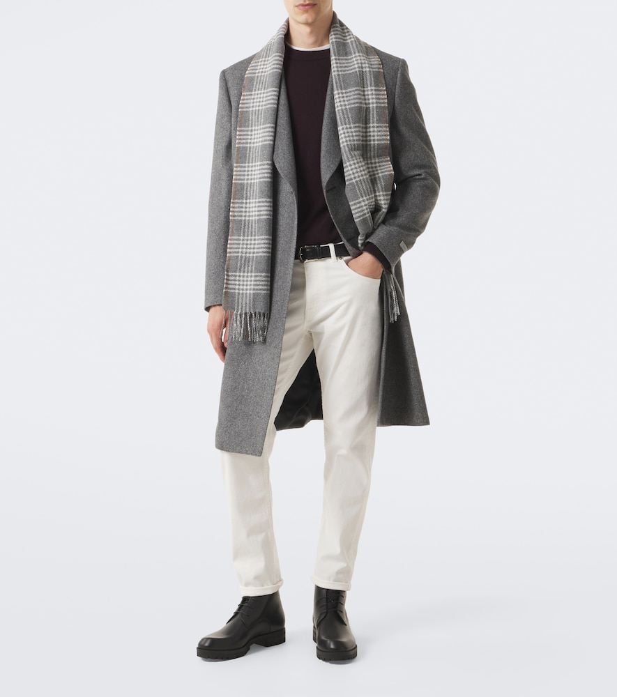 Eleventy Checked silk, wool, and cashmere scarf | Thumbnail 3