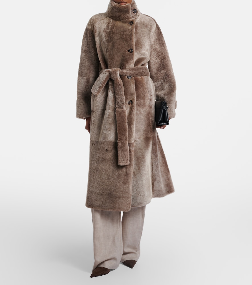  Brunello Cucinelli Brunello Cucinelli Shearling Wrap Coat 