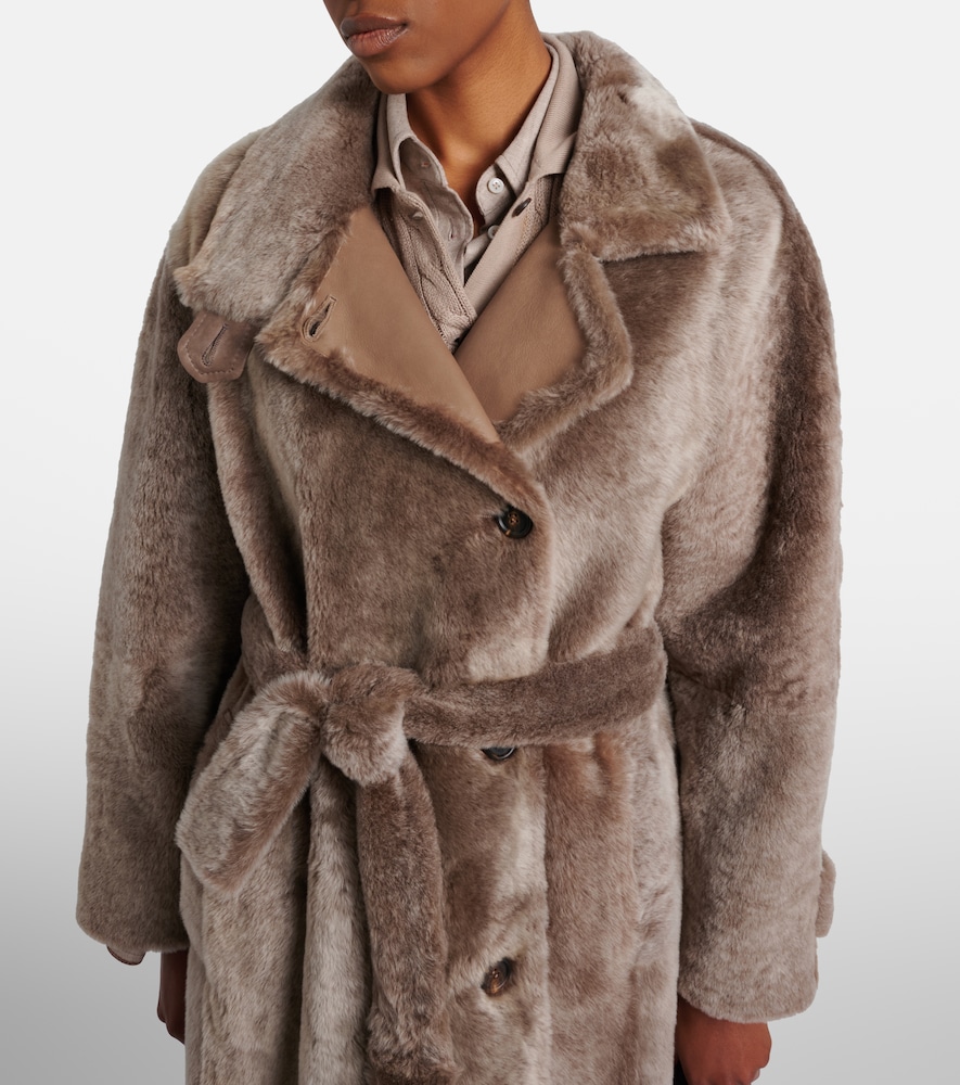  Brunello Cucinelli Brunello Cucinelli Shearling Wrap Coat 