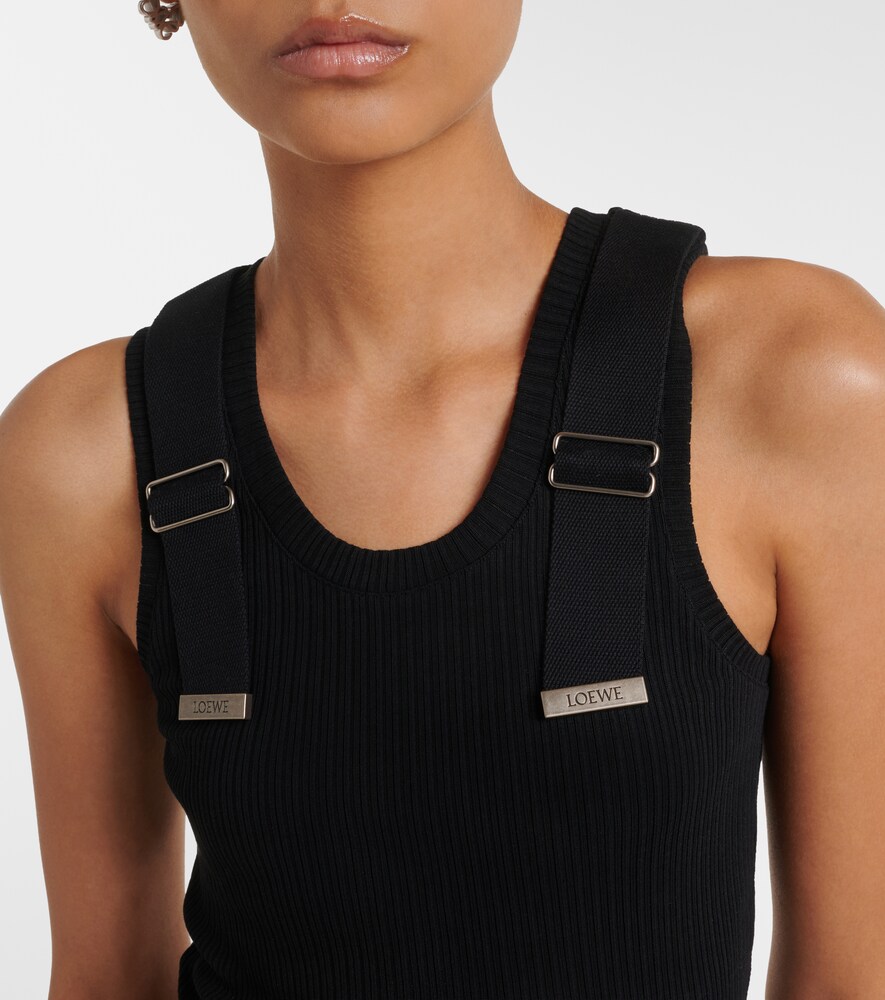 Ribbed-Knit Cotton-Blend Tank Top