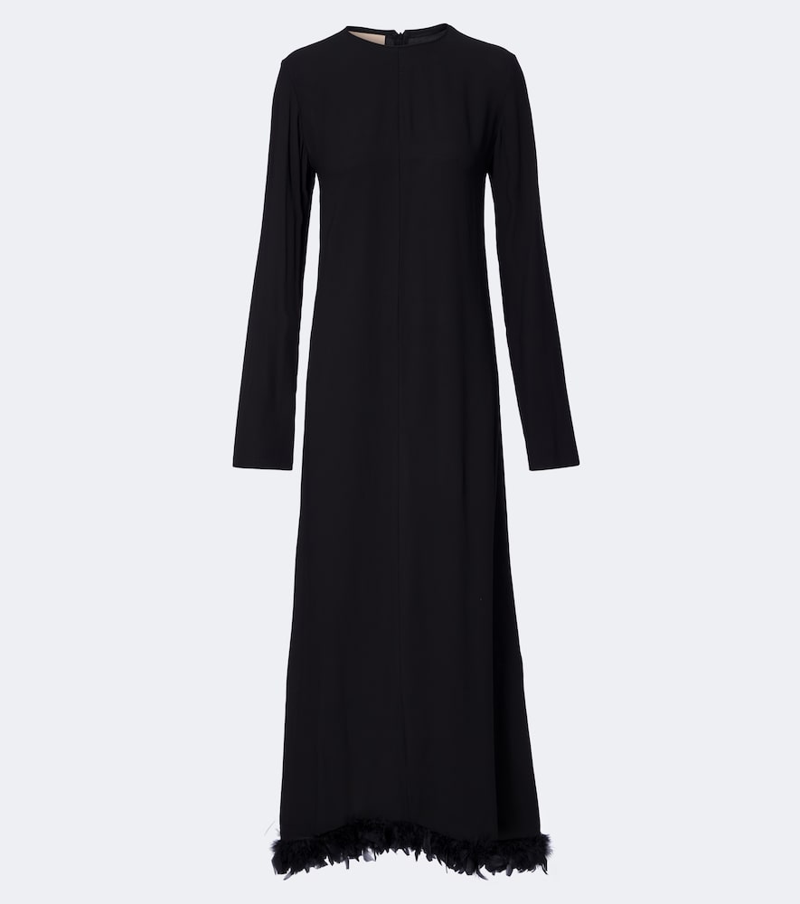 Plan C Feather-trimmed Gown In Black