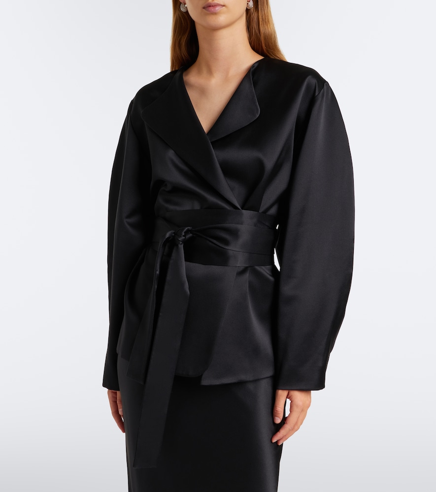 Belted Silk Blouson Jacket