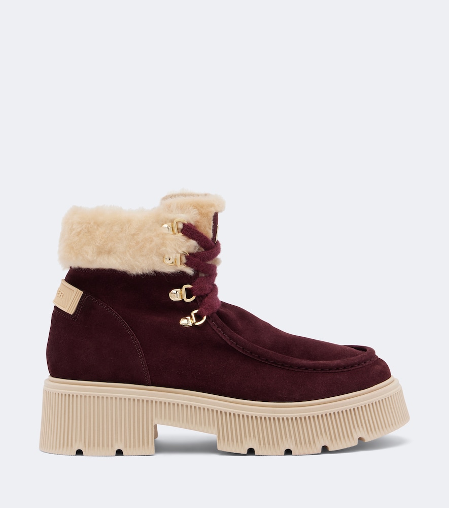 Turin Shearling-Trimmed Suede Lace-Up Boots