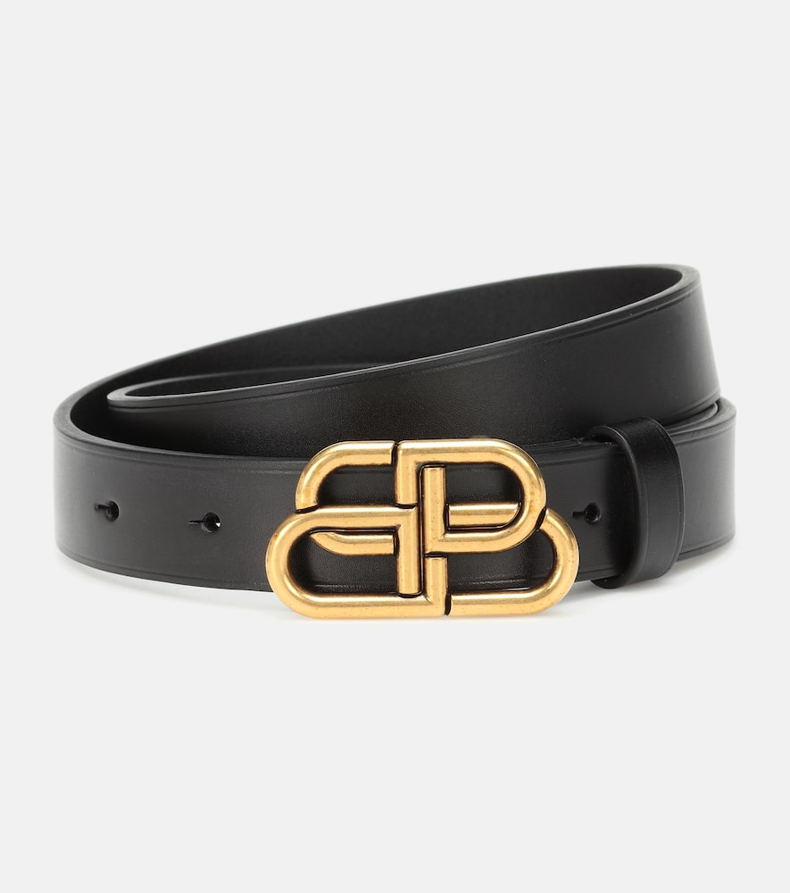 Balenciaga Black Thin Bb Belt In Black