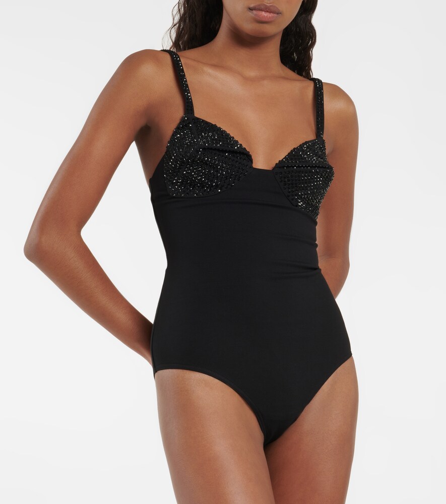  Area Area Embellished Jersey Bodysuit 