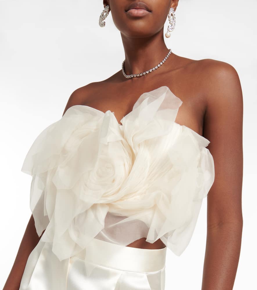 Shop Danielle Frankel Macie Silk Organza Bustier In Ivory