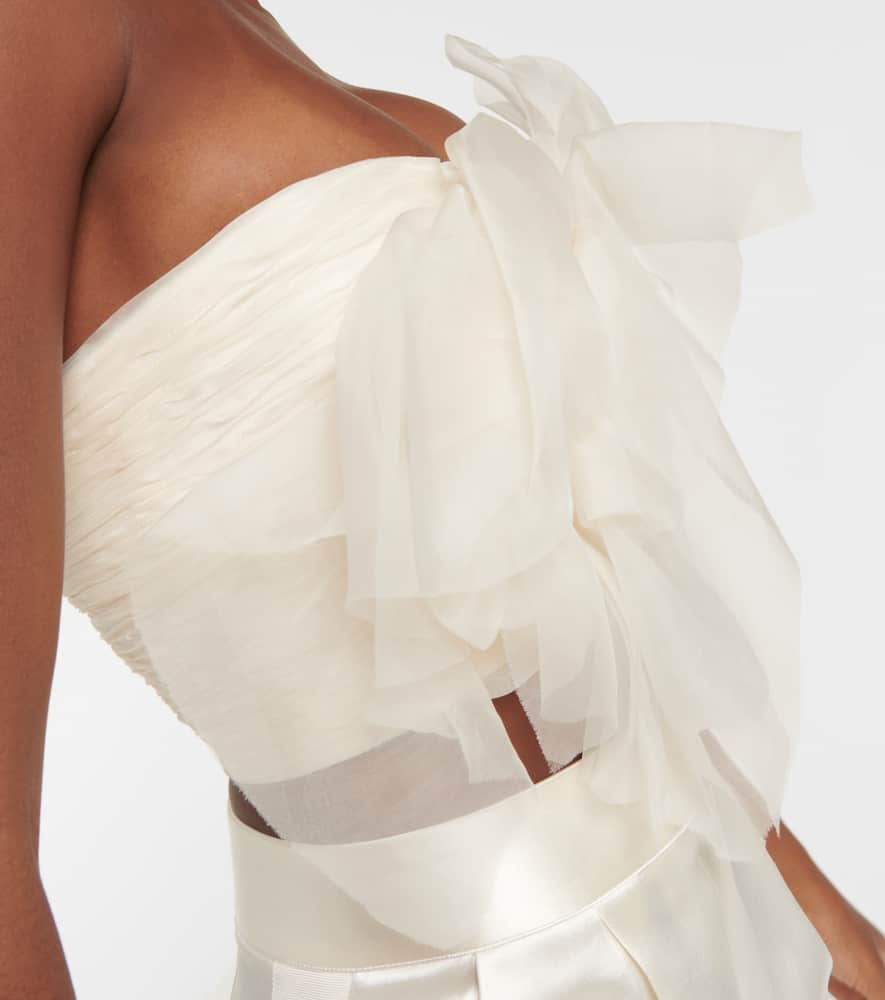 Shop Danielle Frankel Macie Silk Organza Bustier In Ivory