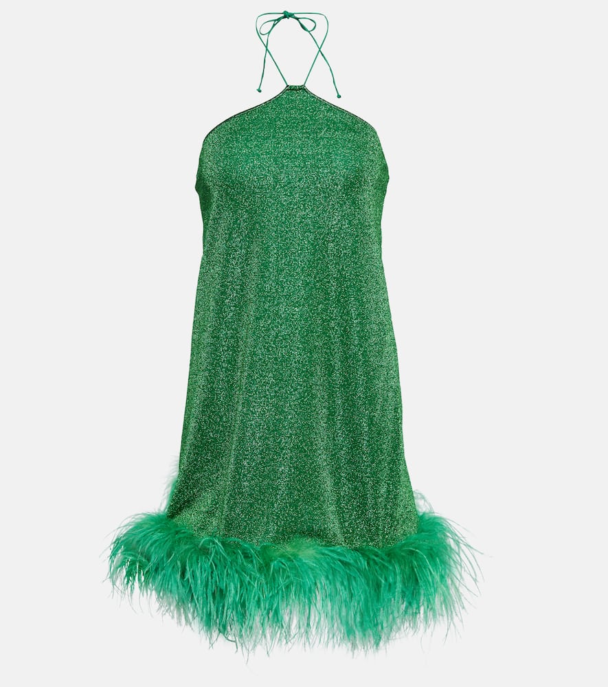 Shop Oseree Lumière Plumage Minidress In Green