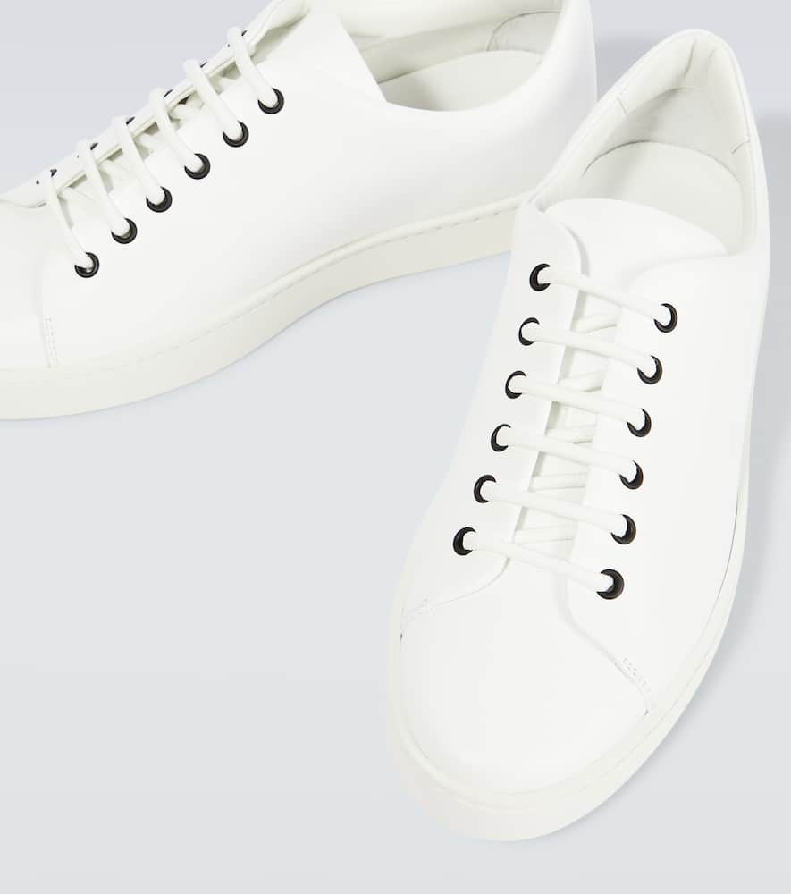 Shop Manolo Blahnik Semanado Leather Sneakers In White