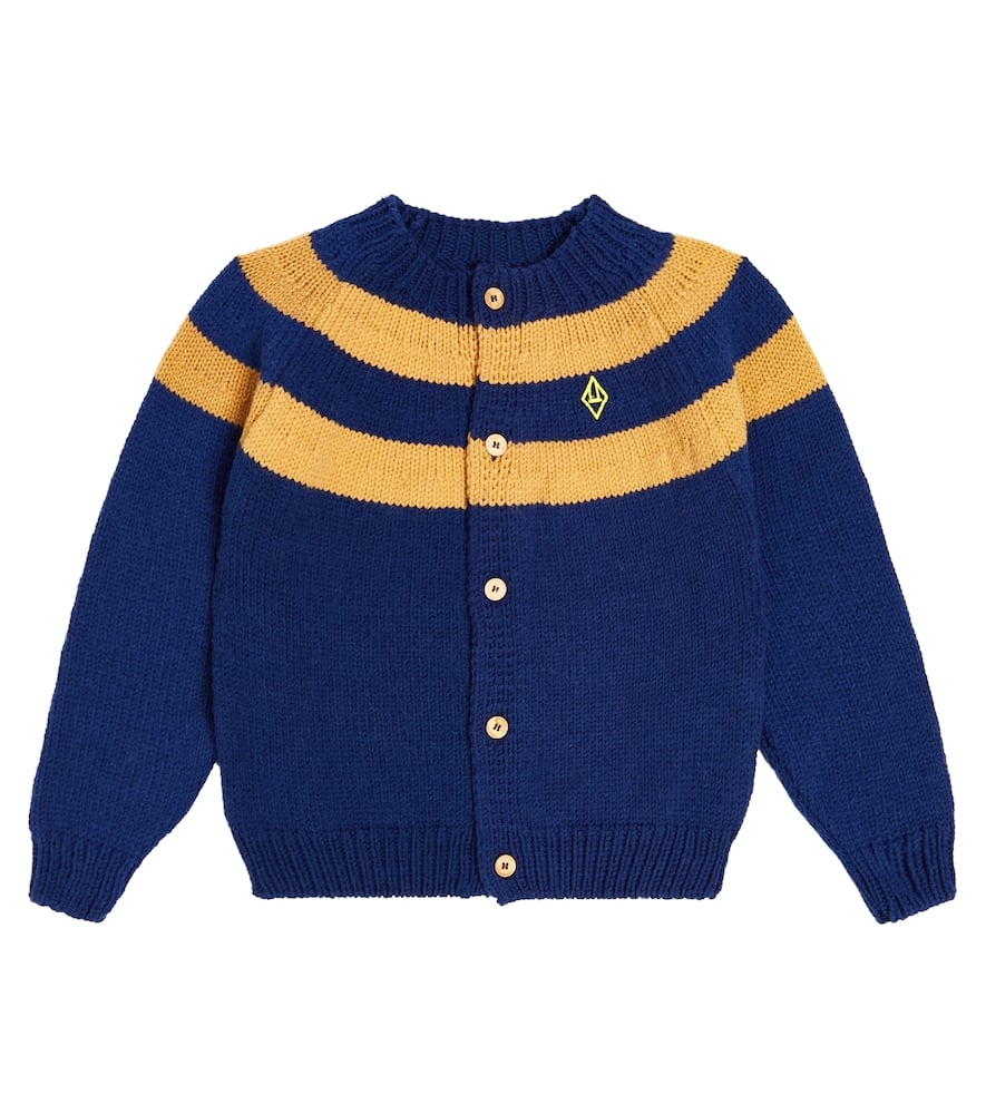 The Animals Observatory Toucan Striped Wool Cardigan In Blue