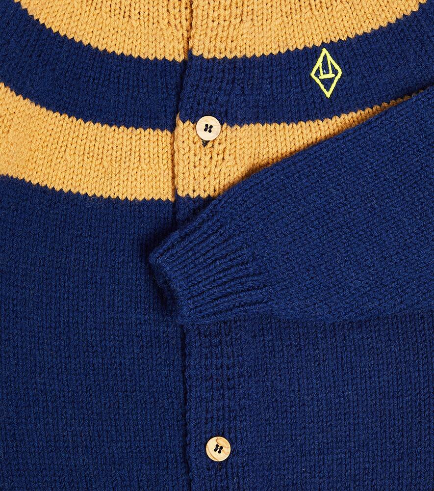 The Animals Observatory Toucan Striped Wool Cardigan In Blue