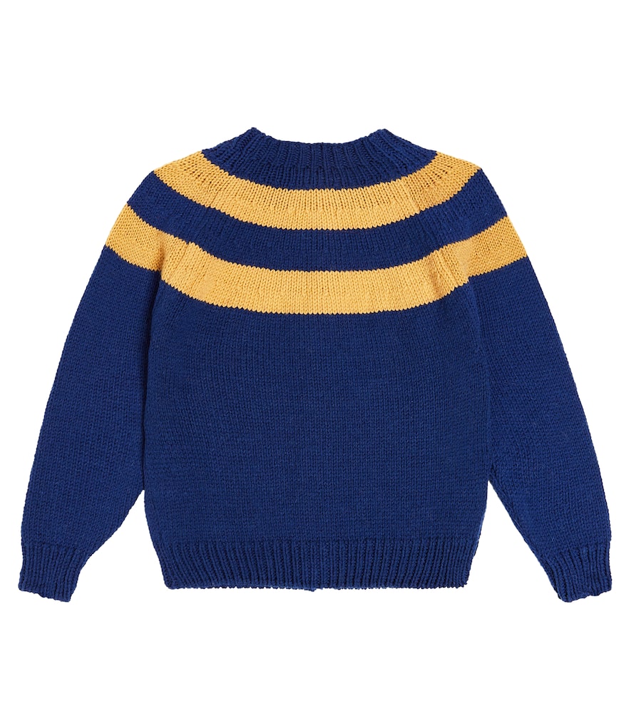 The Animals Observatory Toucan Striped Wool Cardigan In Blue