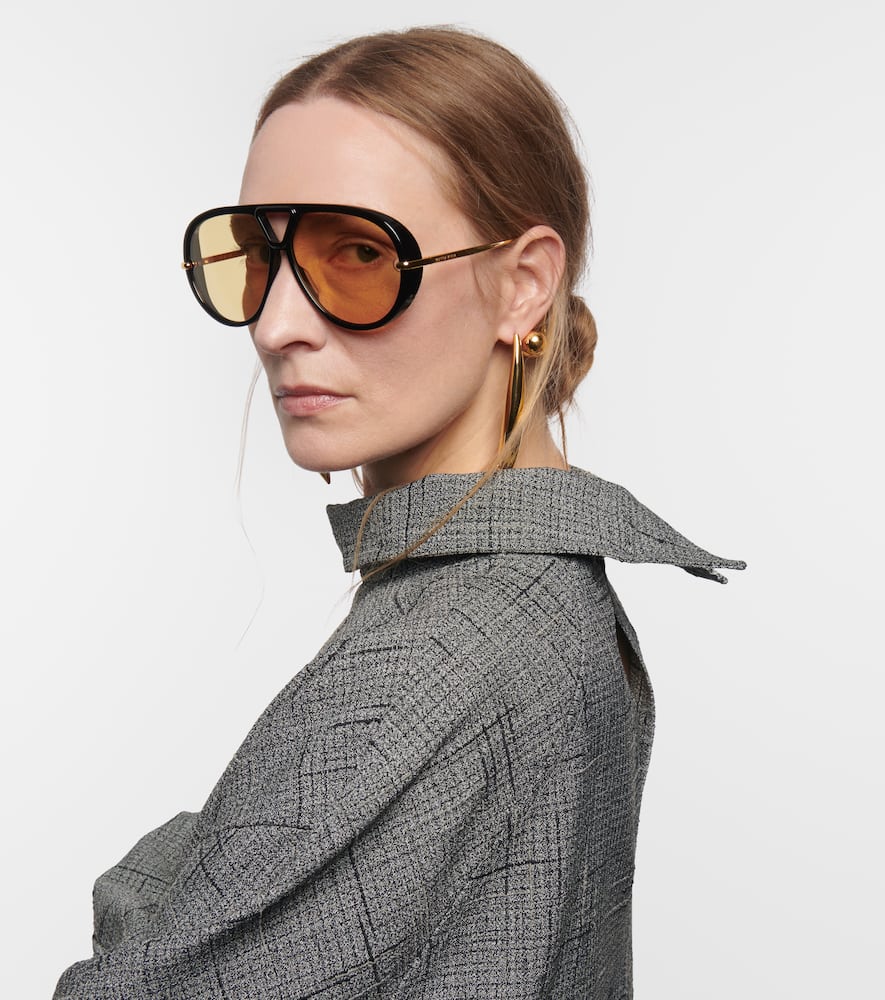 Bottega Veneta Eyewear Aviator Frame Sunglasses In Yellow