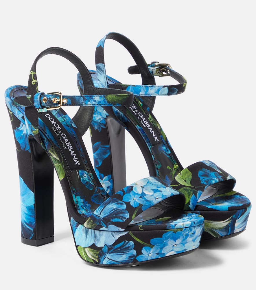 Floral satin platform sandals
