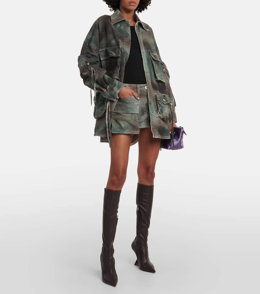 Attico Denim Skirt In Green