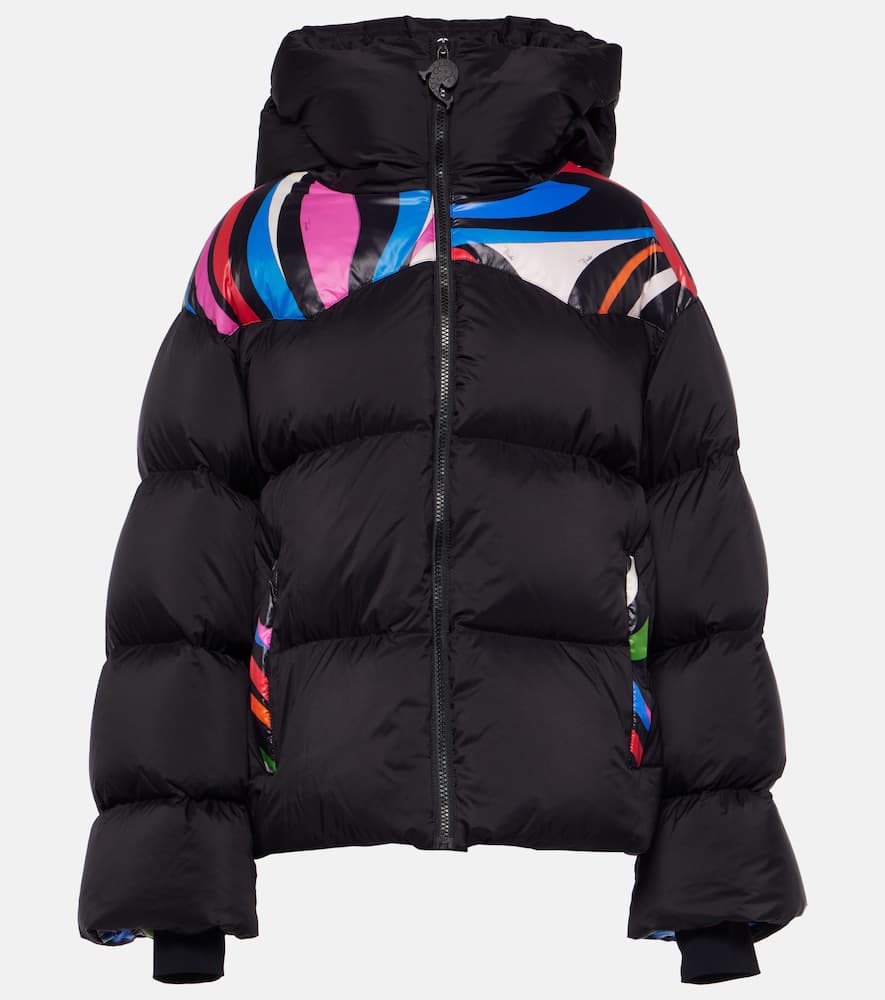 Pucci Hooded Printed Quilted Shell Down Jacket In Black
