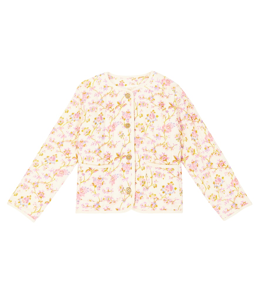 Louise Misha Kids' Astrid Floral Cotton Jacket In Beige