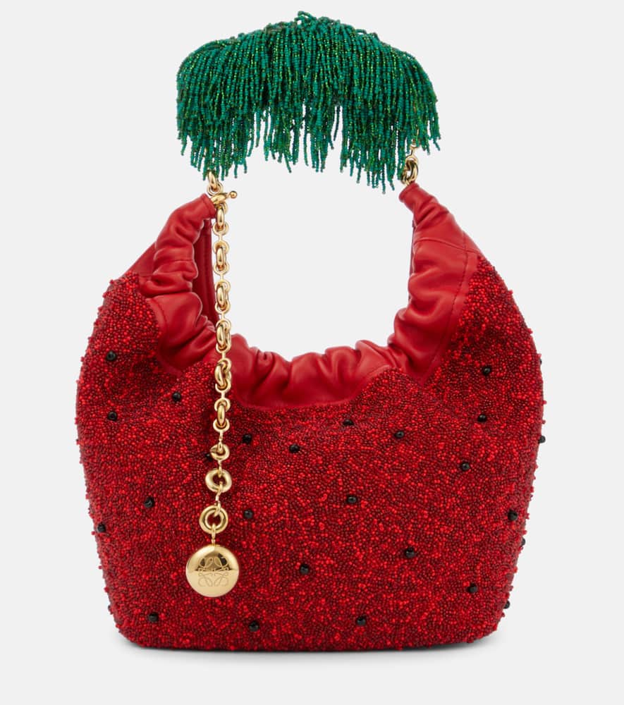 Loewe Squeeze Fruit Mini beaded leather tote bag