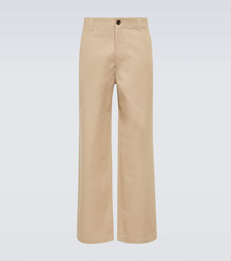 Shop Gucci Cotton Twill Wide-leg Pants In Beige