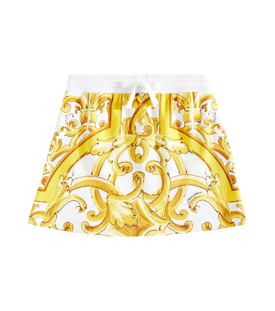 Dolce & Gabbana Majolica-print Cotton Skirt In Yellow