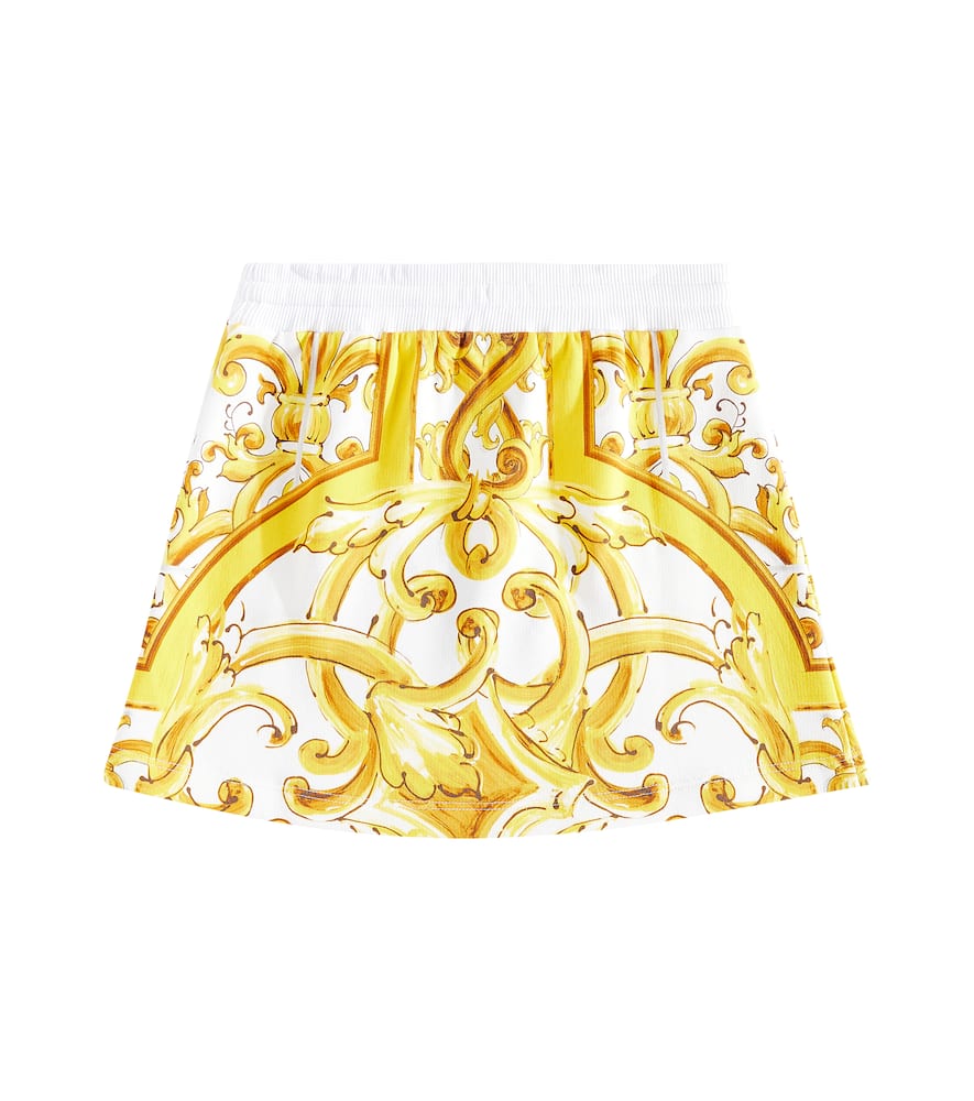Dolce & Gabbana Majolica-print Cotton Skirt In Yellow
