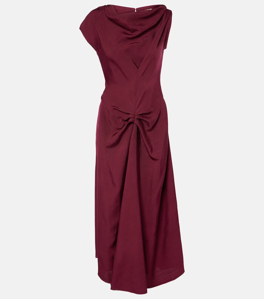 Victoria Beckham Deconstructed Gathered Midi Dress In Burgund