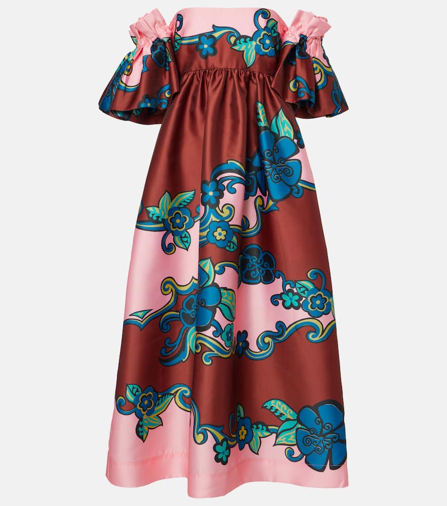 Alemais Floral Off-shoulder Satin Maxi Dress In Multicolor