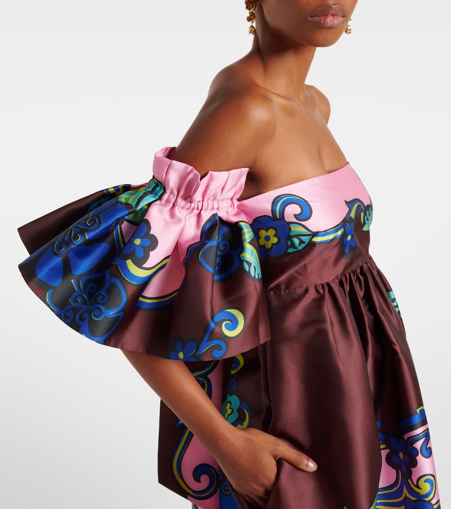 Alemais Floral Off-shoulder Satin Maxi Dress In Multicolor