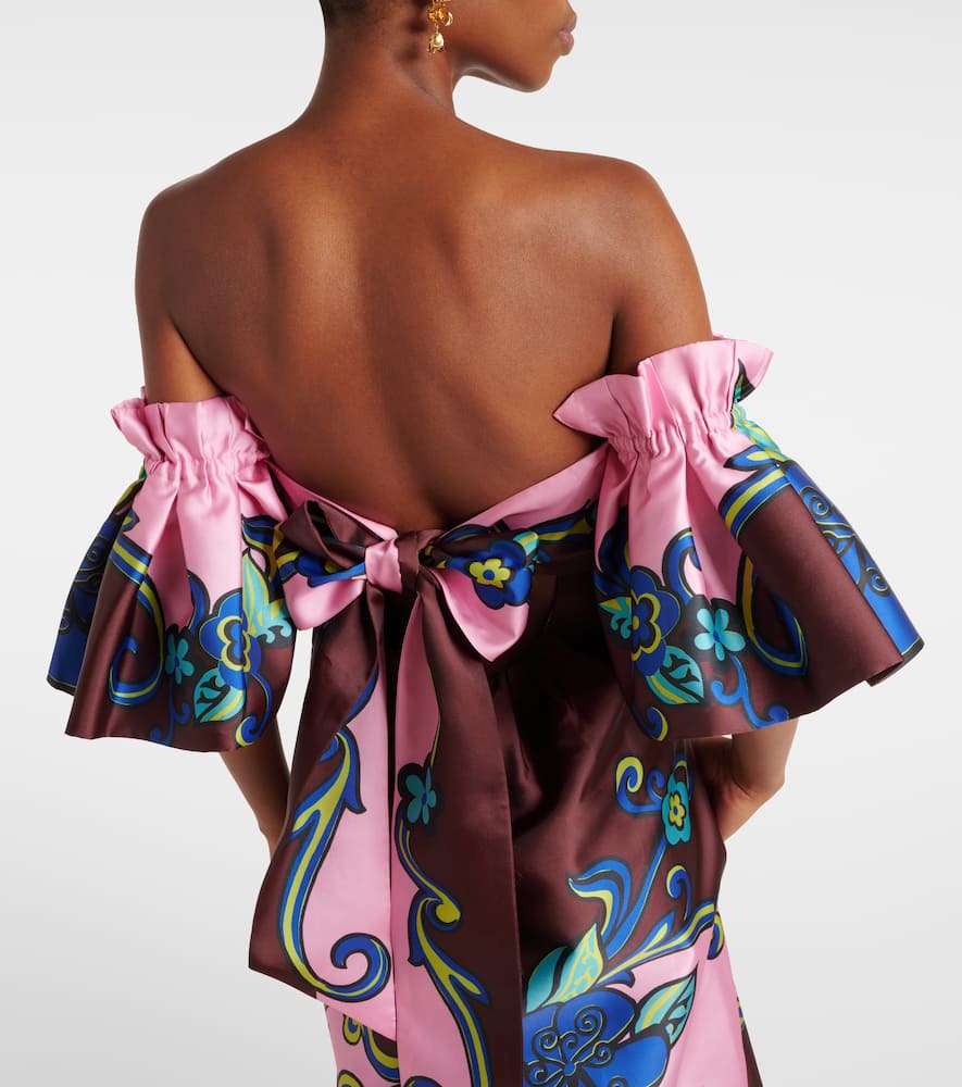 Alemais Floral Off-shoulder Satin Maxi Dress In Multicolor