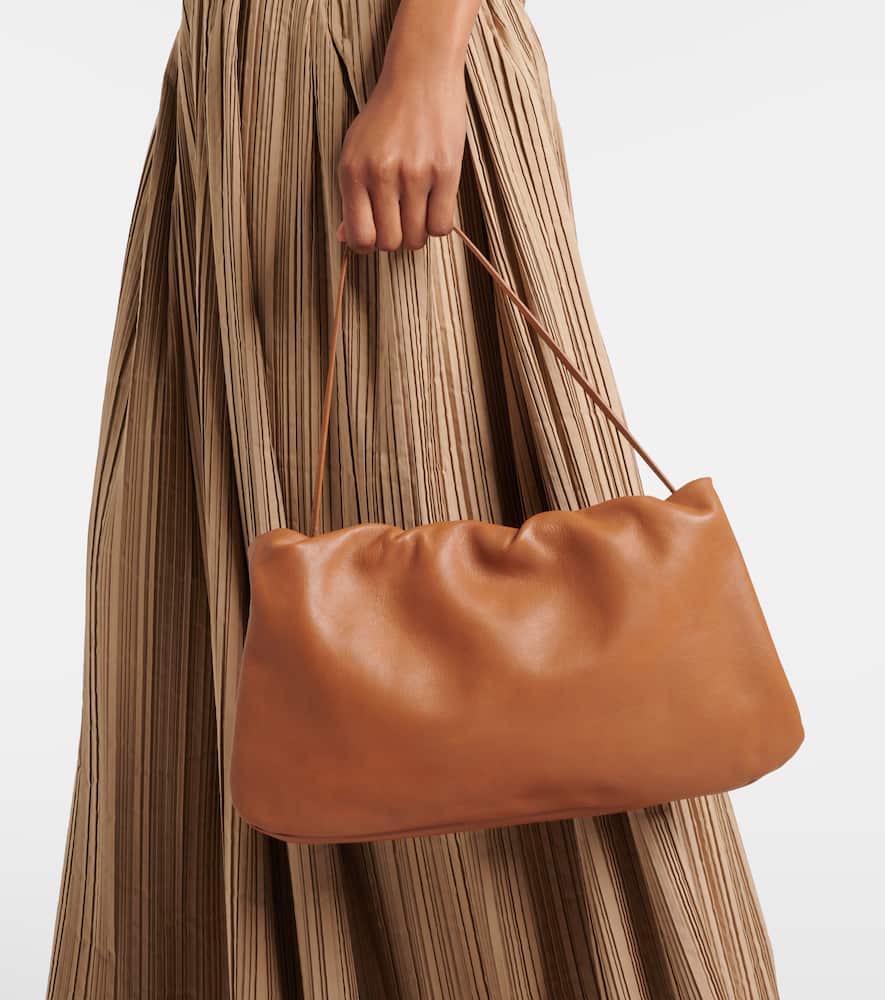 The Row Bourse Xl Leather Shoulder Bag In Brown
