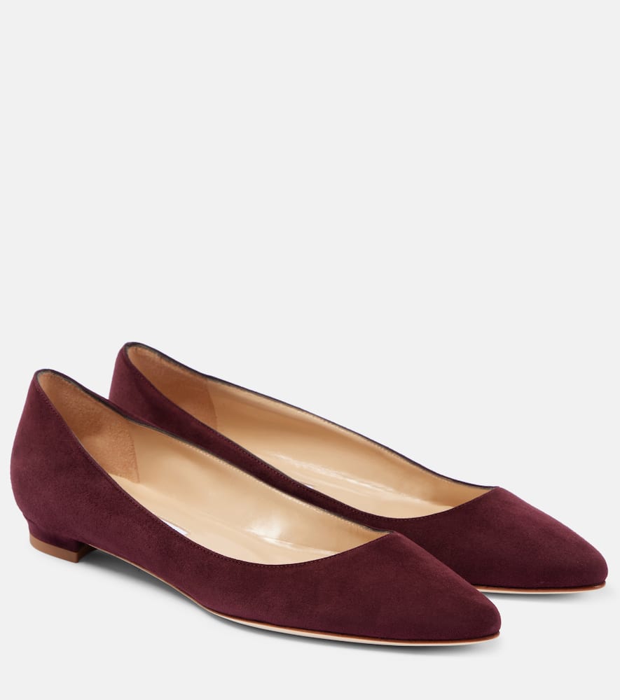 Manolo Blahnik Bb Suede Ballet Flats In Red
