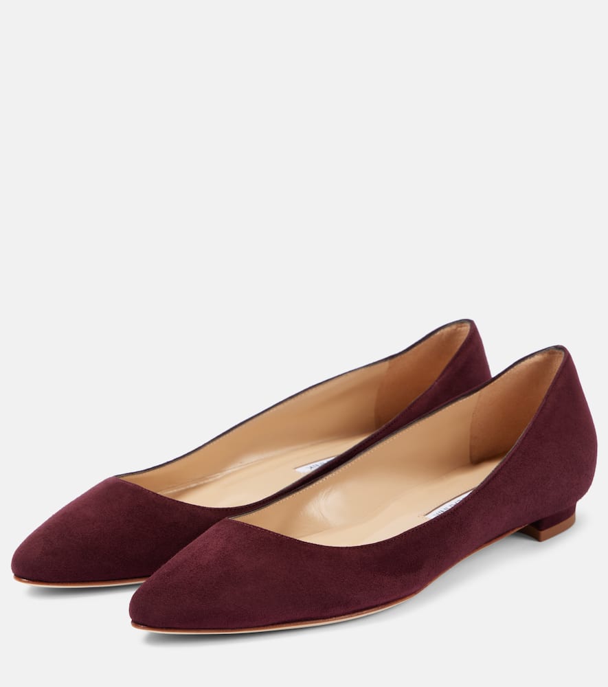 Manolo Blahnik Bb Suede Ballet Flats In Red