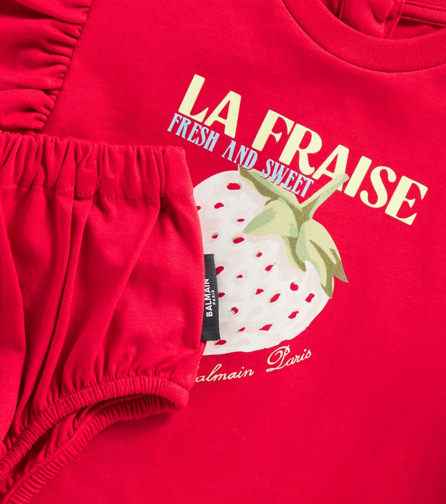 Balmain Baby Cotton Jersey Dress In Red