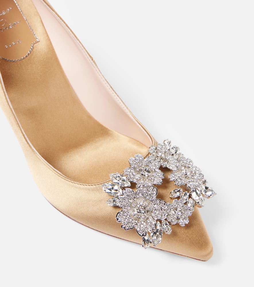 Roger Vivier Efflorescence 85 Embellished Satin Pumps In Beige
