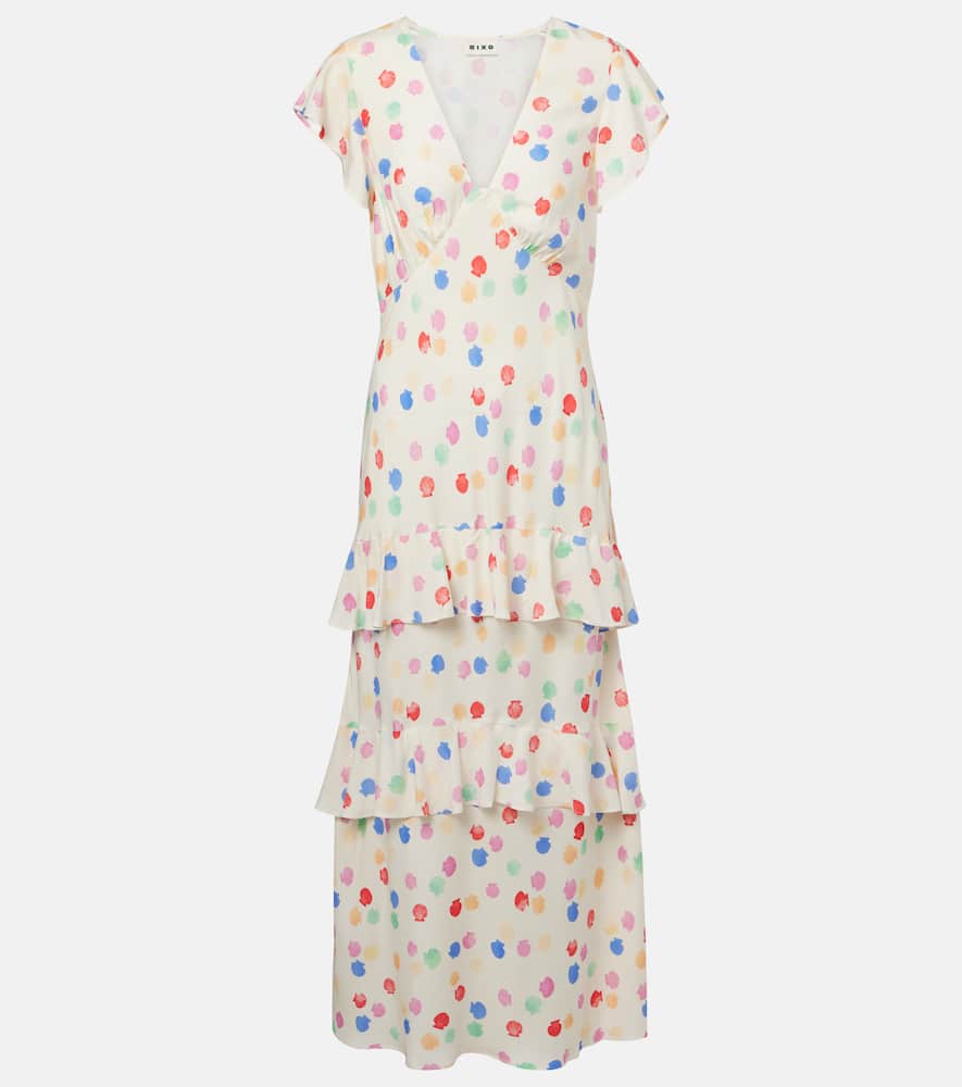 Meena polka-dot tiered maxi dress