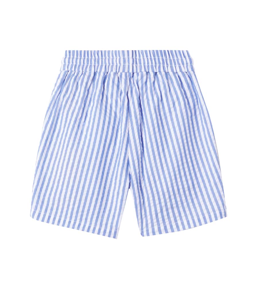 Scotch & Soda Striped Cotton Seersucker Shorts In Medium Blue