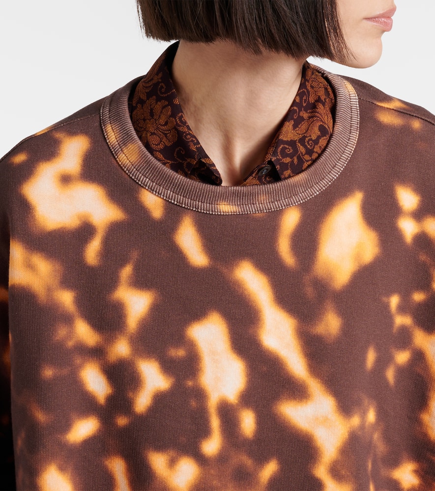 Shop Dries Van Noten Printed Gathered Cotton Sweatshirt In Brown