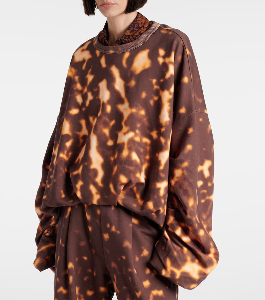Shop Dries Van Noten Printed Gathered Cotton Sweatshirt In Brown