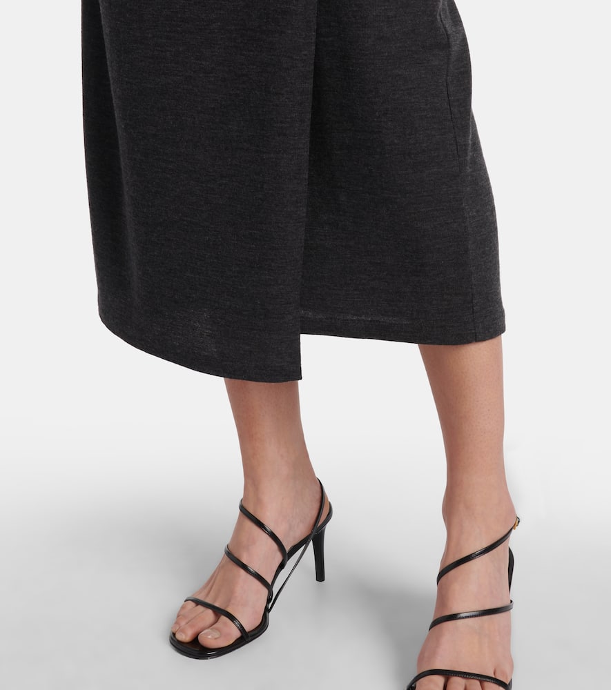 Vince Ruched Wool Blend Knit Midi Skirt In Black