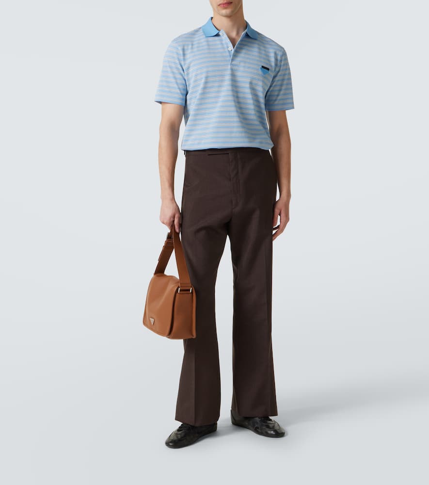 Prada Light Blue Striped Polo Shirt In Blue